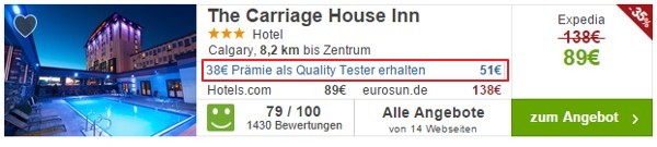 Trivago Hoteltester Prämie