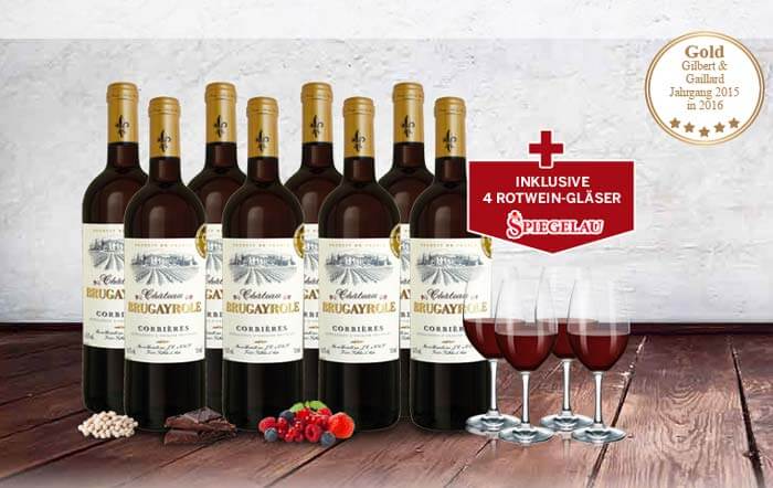 Château Brugayrole 2015 + 4 Spiegelau Gläser