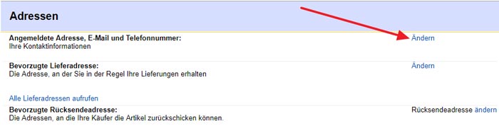 eBay Adresse auf Niederlande ändern