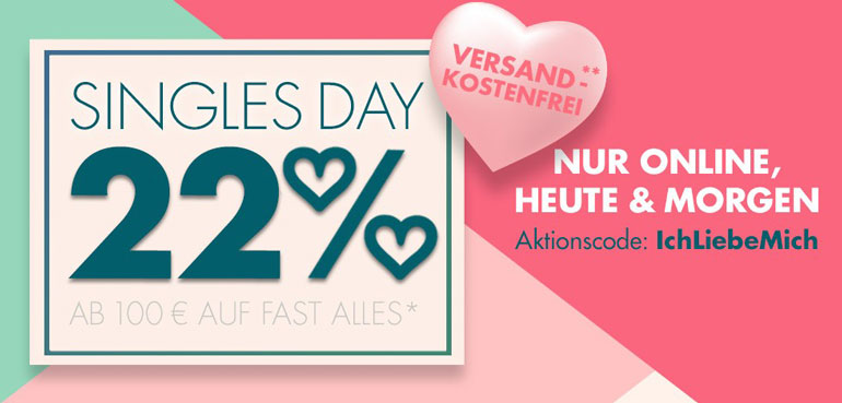 Galeria Karstadt Kaufhof Singles Day - 22% Gutschein auf fast alles