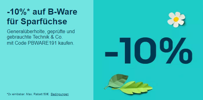 10% EBay Gutschein Auf B-Ware (Versandrückläufer Mit Kleinen Kratzern)