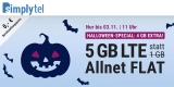 simply LTE 1000 Handytarif (5 GB LTE & All-Net-Flat) für 6,66€ [Halloween Special]