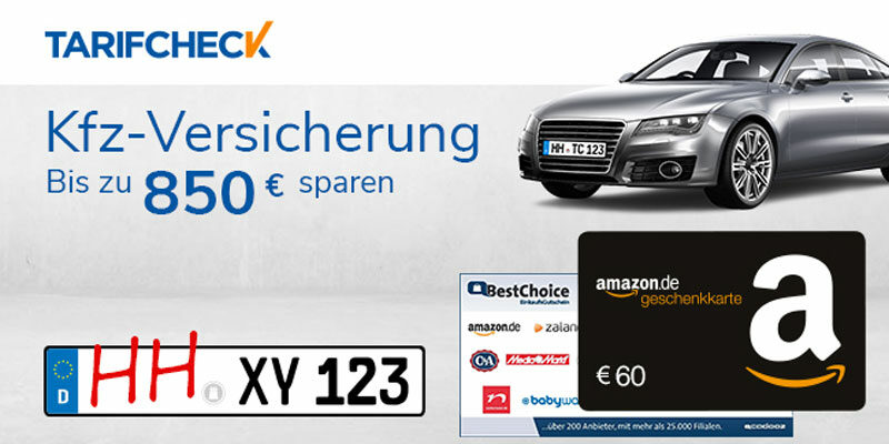 Tarifcheck: KFZ Versicherung wechseln + 60€ Amazon Gutschein geschenkt